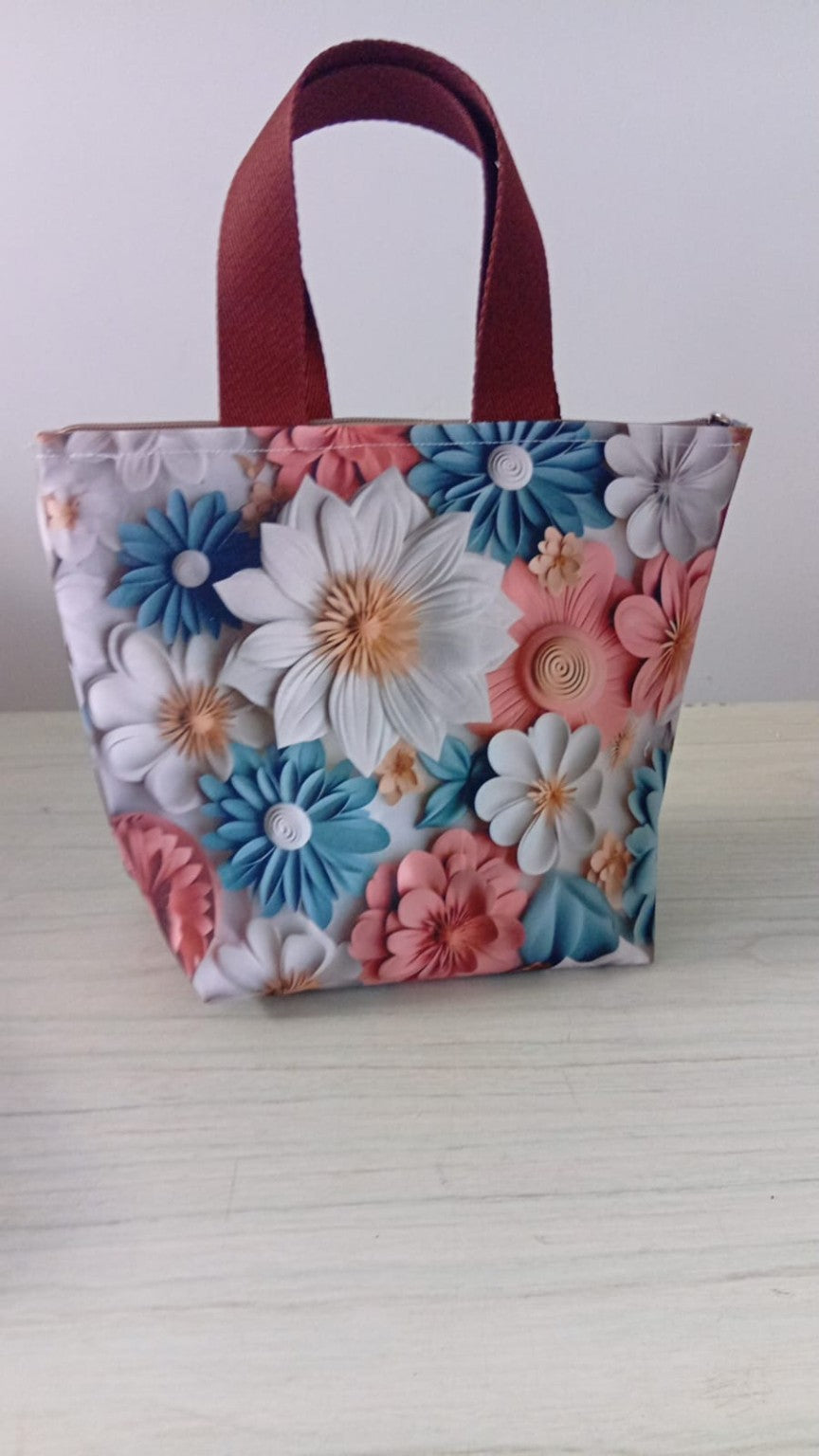 Nécessaire  Ana alça dupla marrom floral  (compartimento interno único) cód: NAM 859