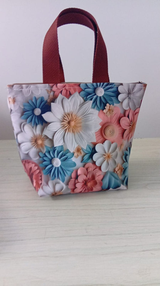 Nécessaire  Ana alça dupla marrom floral  (compartimento interno único) cód: NAM 859